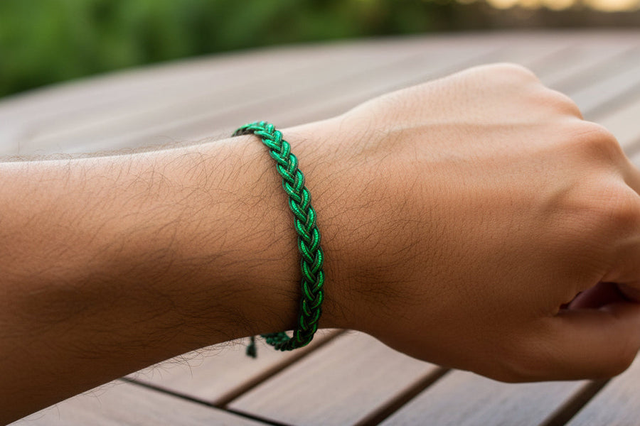 New Bracelet Green Cord Hemp Adjustable Size, view 3