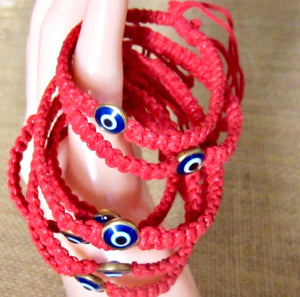 Evil Eye Bracelet Red Cord Cotton Hemp Wristband Good Luck Charm