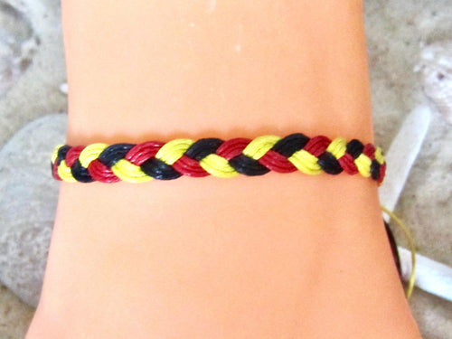 Mens Wristband Aboriginal Bracelet Red Yellow Black Adjustable Anklet Tribal Surfer Mens Womens, view 2