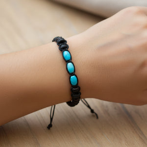 Beaded Bracelet or Anklet Blue Turquoise Stone Beads Tie Anklet Beach Boho Mens Womens