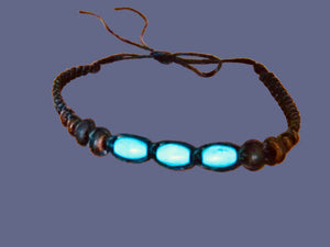 Beaded Bracelet or Anklet Blue Turquoise Stone Beads Tie Anklet Beach Boho Mens Womens, view 4