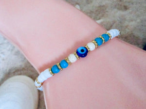 Turkish Evil Eye Bracelet Beige Cord Protection Good Luck Nazar Charm Gift Men Women, view 2