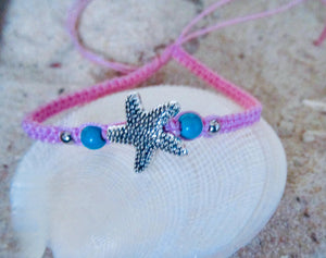 Bracelet Pink Cord Hemp Starfish Friendship Band Rope String Adjustable Anklet Girl Womens, view 2