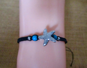 Bracelet Black Cord Hemp Starfish Charm Adjustable Anklet Band Rope String Boy Girl Womens, view 4