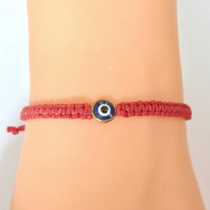 Evil Eye Bracelet Red Cord Cotton Hemp Wristband Good Luck Charm, view 4