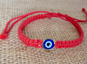 Evil Eye Bracelet Red Cord Cotton Hemp Wristband Good Luck Charm, view 2