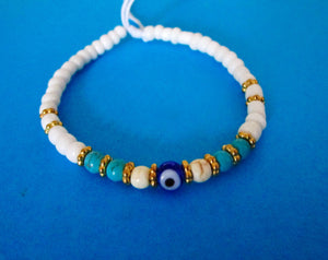 Turkish Evil Eye Bracelet Beige Cord Protection Good Luck Nazar Charm Gift Men Women, view 3