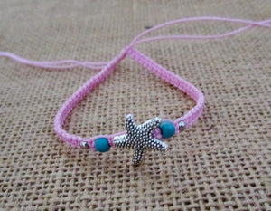 Bracelet Pink Cord Hemp Starfish Friendship Band Rope String Adjustable Anklet Girl Womens