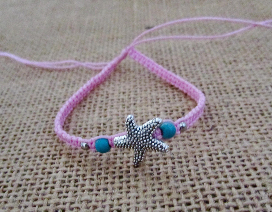 Bracelet Pink Cord Hemp Starfish Friendship Band Rope String Adjustable Anklet Girl Womens