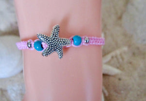 Bracelet Pink Cord Hemp Starfish Friendship Band Rope String Adjustable Anklet Girl Womens, view 4