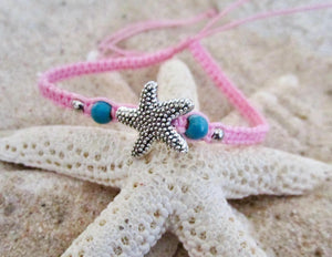 Bracelet Pink Cord Hemp Starfish Friendship Band Rope String Adjustable Anklet Girl Womens, view 3