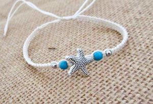 Starfish Bracelet Beige Cord Hemp Braided Wristband Charm Friendship Gift Girl Boy Womens, view 4