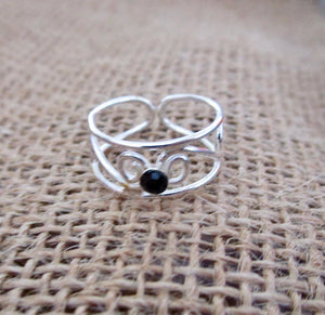Toe Ring Sterling Silver 925 Adjustable Band Midi Pinky Ring Beach Jewellery Girl Womens, view 4