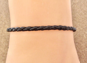 Mens Bracelet Black Cord Leather Adjustable Wristband Beach Boho Surfer Gift for Him, view 3