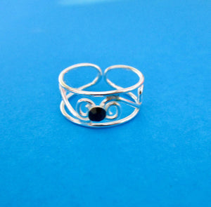 Toe Ring Sterling Silver 925 Adjustable Band Midi Pinky Ring Beach Jewellery Girl Womens, view 2