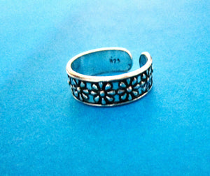 Sterling Silver Flower Toe Ring: Adjustable Boho Beach Jewellery
